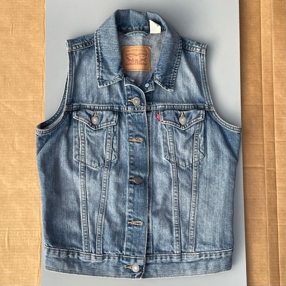Levi Strauss Levi’s Blue Jean Denim Vest Medium Classic Rock Cotton - Picture 3 of 13
